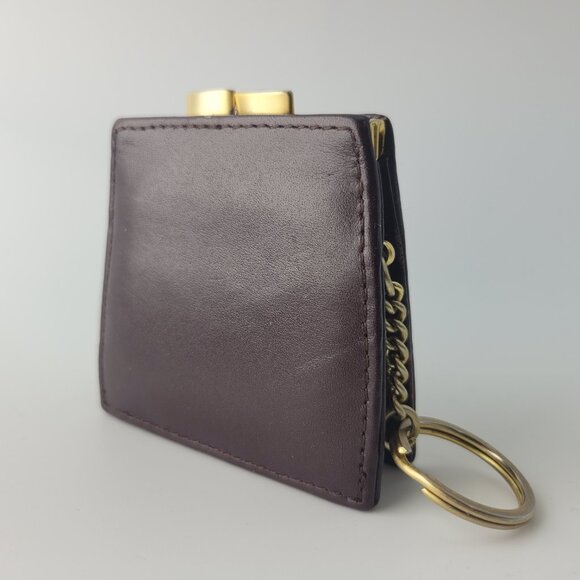 Little Vintage Aigner Burgundy Dark Red Leather Coin Change Purse Wallet 3" - Picture 3 of 5